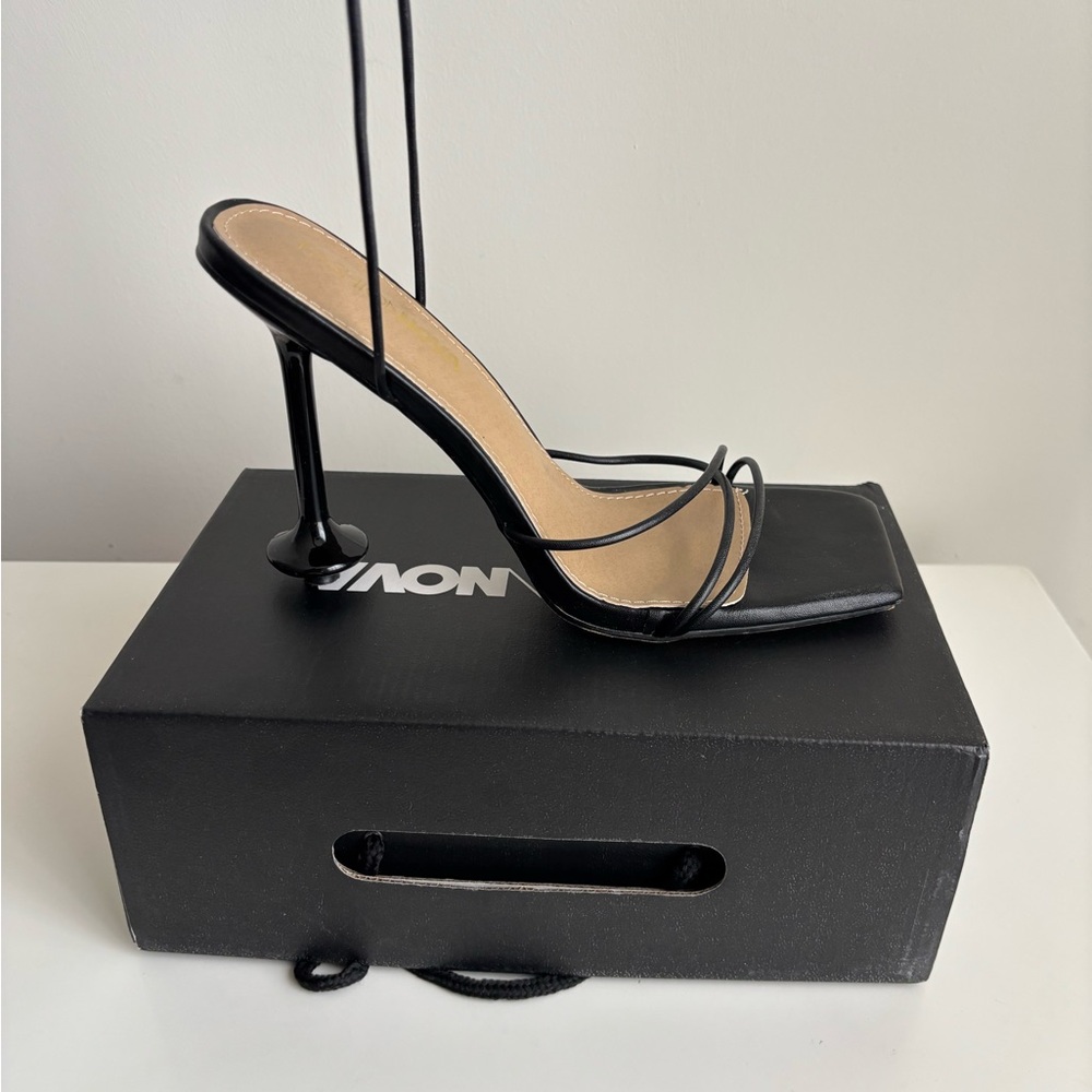 Fashion Nova Black Strappy Heels - Levelle Wrap Up Heels